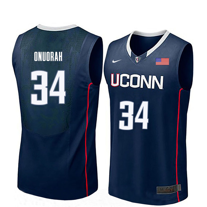 Men Uconn Huskies #34 David Onuorah College Basketball Jerseys-Navy